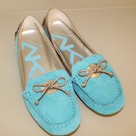 Anne Klein Shoes - anne klein teal with gold accents billie jean loafers